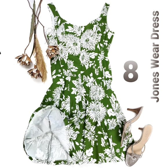 Jones Wear Dresses & Skirts - Jones Wear Dress Green White Floral Sz 8
